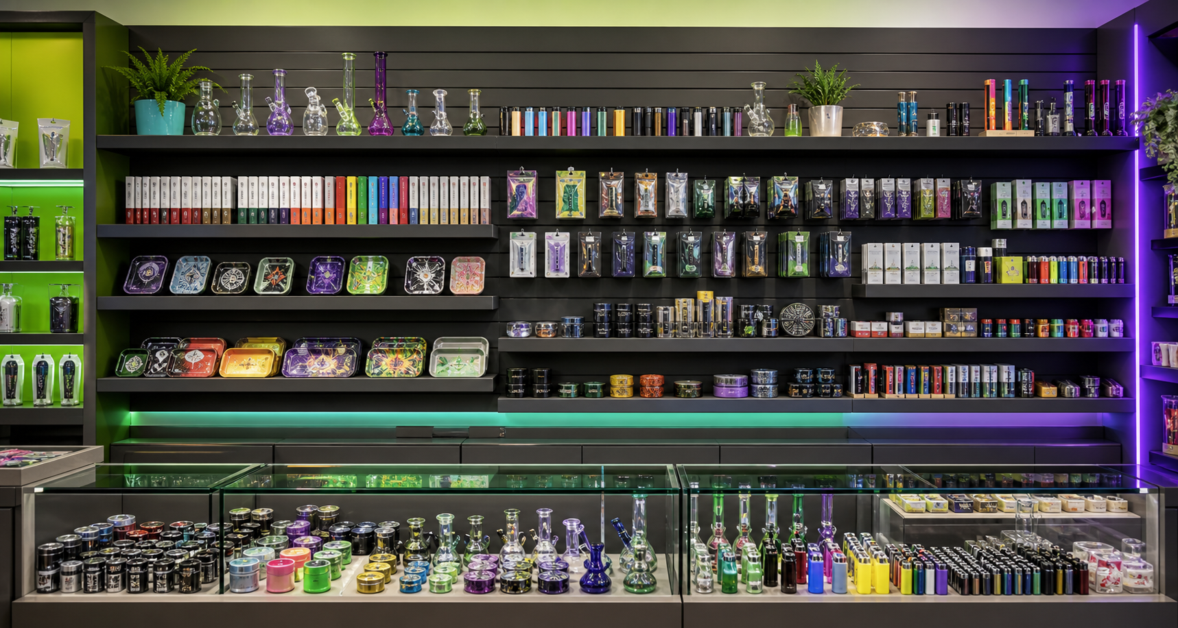 Pared de exhibicion surtida con productos y accesorios Jeazy